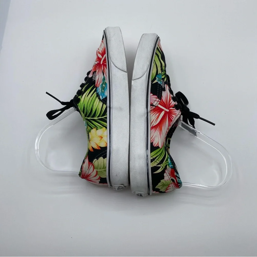 Vans Hawaiian Floral Print Sneakers Casual Black Pink Size 8 women and 6.5 men